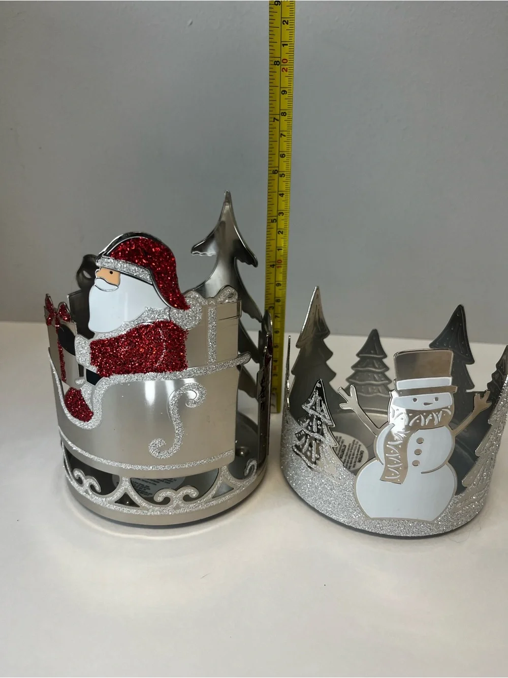 Bath & Body Works Christmas 3-Wick Candle Holder Set Santa & Snowman